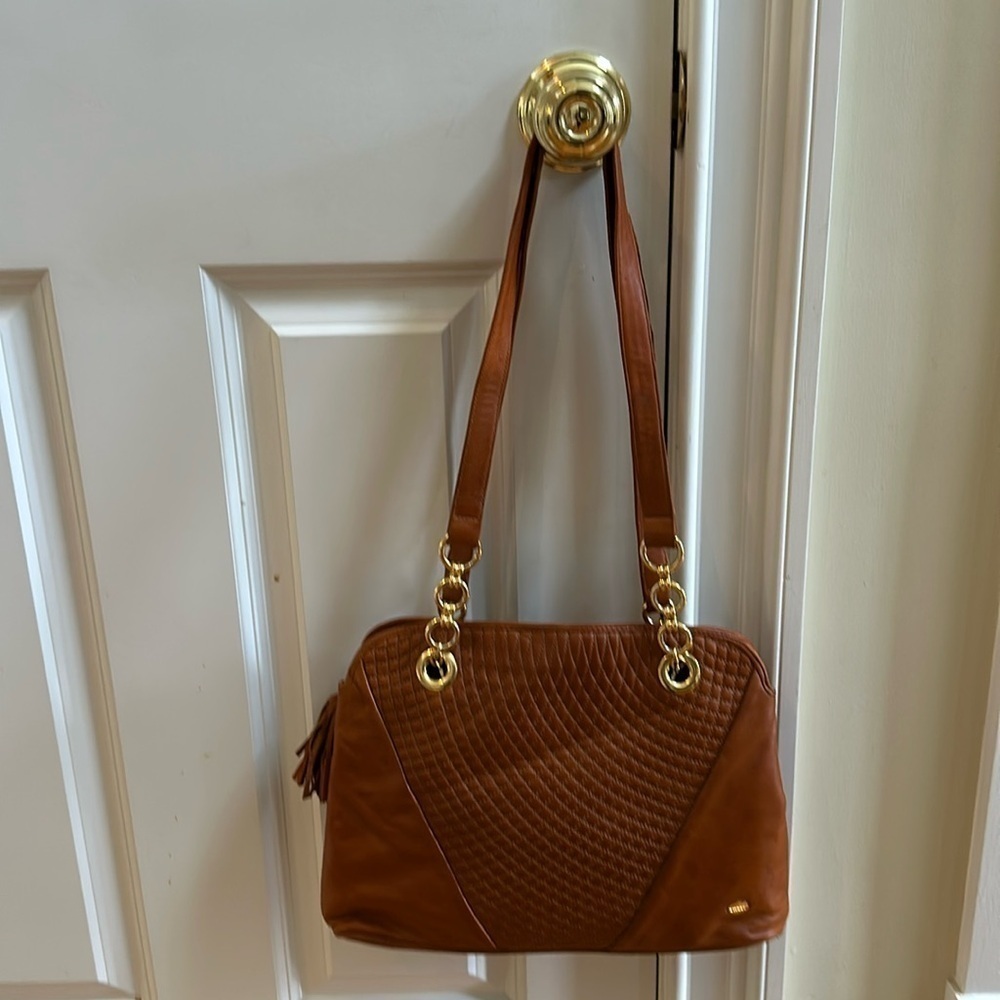 Vintage rare Caramel lambskin quilted Bally shoulder bag